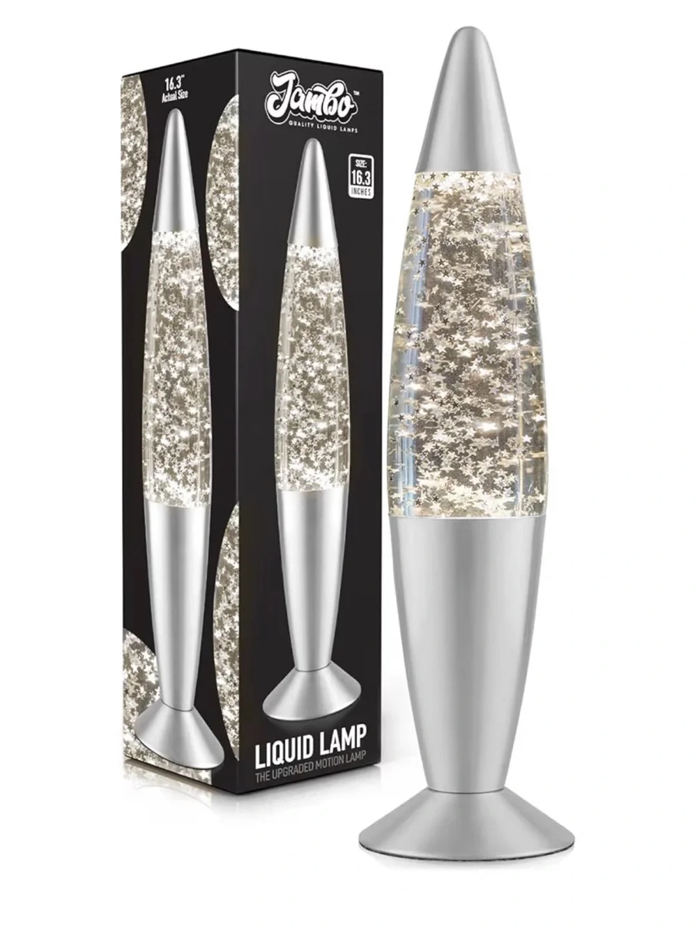 SPECTACULAR Silver Star Glitter Liquid Lava Lamp - 16” Size!